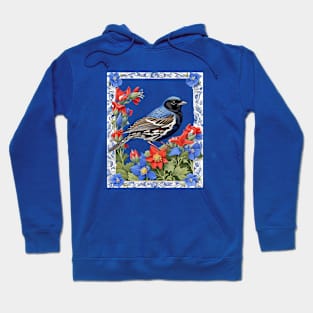 A Lark Bunting Surrounded by Colorado Blue Columbine Border Cut Out Hoodie